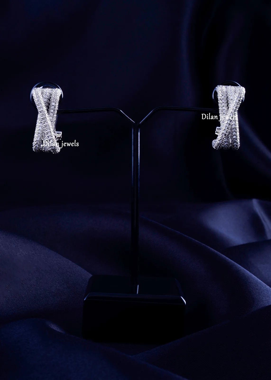Modern-Rectangle-Twist-Earrings-Silver-EAR002250a Modern Rectangle Twist Earrings (Silver) EAR002250 - Image 1
