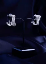 Modern Rectangle Twist Earrings (Silver) EAR002250 - Image 2