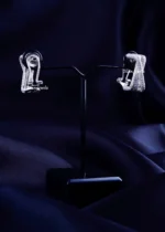 Modern Rectangle Twist Earrings (Silver) EAR002250 - Image 3
