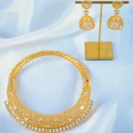 Moissaite Polki Hasli Necklace Set (Yellow Gold) NEC001088