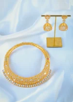 Moissaite Polki Hasli Necklace Set (Yellow Gold) NEC001088
