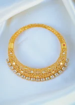 Moissaite Polki Hasli Necklace Set (Yellow Gold) NEC001088 - Image 2