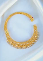 Moissaite Polki Hasli Necklace Set (Yellow Gold) NEC001088 - Image 3