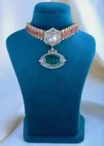 Moissanite Polki Choker Set (Victorian Gold) NEC000867 - Image 2