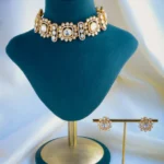 Moissanite Polki Choker Set (Yellow Gold) NEC000870