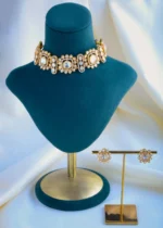 Moissanite Polki Choker Set (Yellow Gold) NEC000870