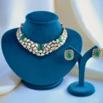 Moissanite Polki Emerald Green Set (Yellow Gold) NEC000861