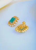 Moissanite Polki Emerald Green Set (Yellow Gold) NEC000861 - Image 3