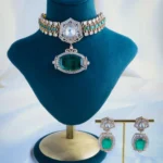 Moissanite Polki Green Choker Set (Victorian Gold) NEC000944