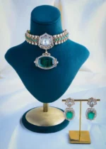 Moissanite Polki Green Choker Set (Victorian Gold) NEC000944
