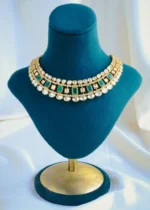 Moissanite Polki Green Necklace Set (Yellow Gold) NEC001086 - Image 2