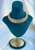 Moissanite Polki Jhumki Set (Yellow Gold) NEC000864 - Image 2