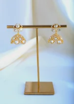 Moissanite Polki Jhumki Set (Yellow Gold) NEC000864 - Image 3