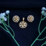 Moissanite Polki Locket Set (Yellow Gold) PSET00804