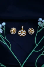 Moissanite Polki Locket Set (Yellow Gold) PSET00804 - Image 3