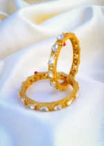 Moissanite Polki Openaable Bangles (Yellow Gold) BAN001072