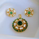Moissanite Polki Pendant Set (Antique Gold) PSET00833