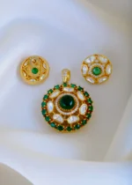 Moissanite Polki Pendant Set (Antique Gold) PSET00833 - Image 3