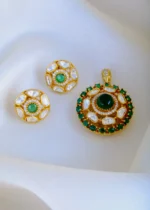 Moissanite Polki Pendant Set (Antique Gold) PSET00833 - Image 4