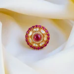 Moissanite Polki Red Adjustable Ring (Yellow Gold) RING01053