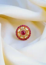 Moissanite Polki Red Adjustable Ring (Yellow Gold) RING01053
