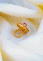Moissanite Polki Red Adjustable Ring (Yellow Gold) RING01053 - Image 4