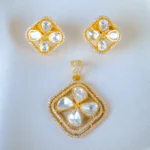 Moissanite Polki Rhombus Pendant Set (Yellow Gold) PSET01361