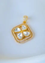 Moissanite Polki Rhombus Pendant Set (Yellow Gold) PSET01361 - Image 2