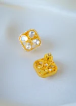 Moissanite Polki Rhombus Pendant Set (Yellow Gold) PSET01361 - Image 3