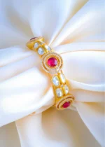 Moissanite Polki Ruby Openable Kada (Yellow Gold) BRA001066 - Image 2