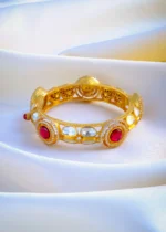 Moissanite Polki Ruby Openable Kada (Yellow Gold) BRA001066 - Image 3