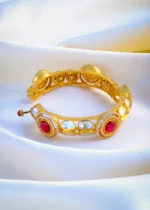 Moissanite Polki Ruby Openable Kada (Yellow Gold) BRA001066 - Image 4
