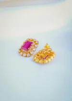 Moissanite Polki Ruby Set (Yellow Gold) NEC000860 - Image 3