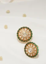 Moissanite Polki Statement Earrings (Yellow Gold) EAR000575 - Image 3