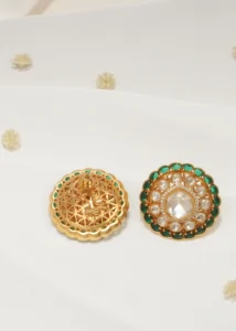 Moissanite Polki Statement Earrings (Yellow Gold) EAR000575 - Image 4