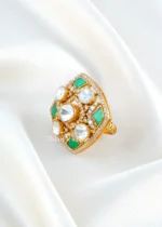 Mughal Garden Polki Ring (Yellow Gold) RING02505 - Image 3