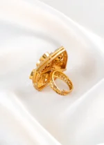 Mughal Garden Polki Ring (Yellow Gold) RING02505 - Image 4