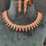 Multi-Color Diamond Necklace Set (Rose-Gold)- NEC02122202
