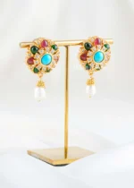 Multi Color Gold Plated Diamond Earrings- EAR002836 - Image 2