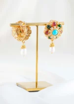 Multi Color Gold Plated Diamond Earrings- EAR002836 - Image 3