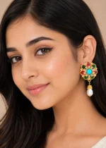 Multi Color Gold Plated Diamond Earrings- EAR002836 - Image 4
