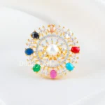 Multi Color Gold Plated Diamond Ring- RING02736