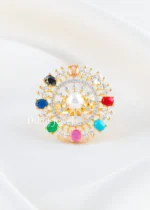 Multi Color Gold Plated Diamond Ring- RING02736
