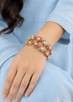 Multi Color Gold Plated Kundan Bangles- BAN002796 - Image 4
