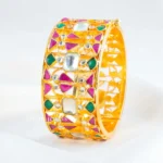 Multi Color Gold Plated Kundan Bracelet- BRA002904