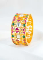 Multi Color Gold Plated Kundan Bracelet- BRA002904