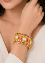 Multi Color Gold Plated Kundan Bracelet- BRA002904 - Image 4