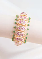 Multi Color Gold Plated Kundan Bracelet- BRA002907