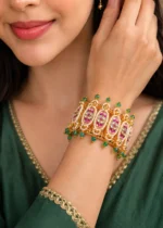Multi Color Gold Plated Kundan Bracelet- BRA002907 - Image 4