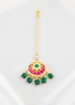 Multi Color Gold Plated Kundan Maangtika- ACC002804 - Image 2